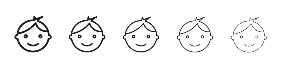 Child face icon. modern outline style vector icons series