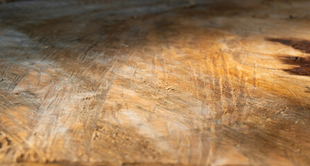 Empty wooden table top closeup