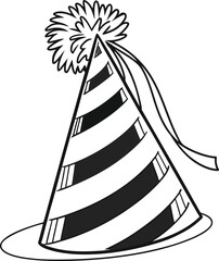 Vector illustration of party, Christmas, and birthday hats with a festive Christmas tree design