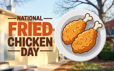 National Fried Chicken Day highlighted with bold, colorful text design.
