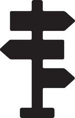 Silhouette vector of a directional signpost, symbolizing navigation, choices, guidance, and decision-making paths.