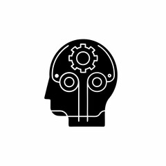 clean unique silhouette robotic head Icon vector illustration