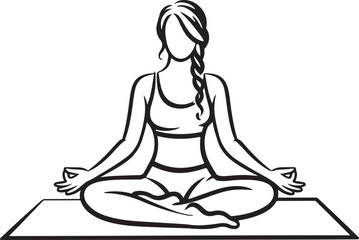 Silhouette of Woman in Meditation Pose Vector Illustration