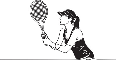 Silhouette of Tennis Player in Action Vector Illustration
