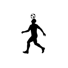 Soccer football player | Football player silhouette | Football on he head of the player