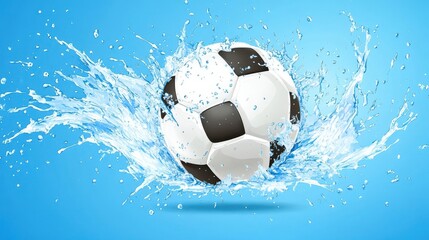 Naklejka premium Soccer Ball Water Splash