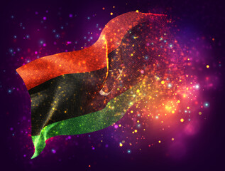 Naklejka premium Libya, vector 3d flag with a splash of paint dots, explosion of colored dots