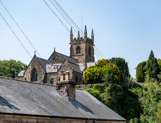 Looking up at the Church of St Giles in Matlock