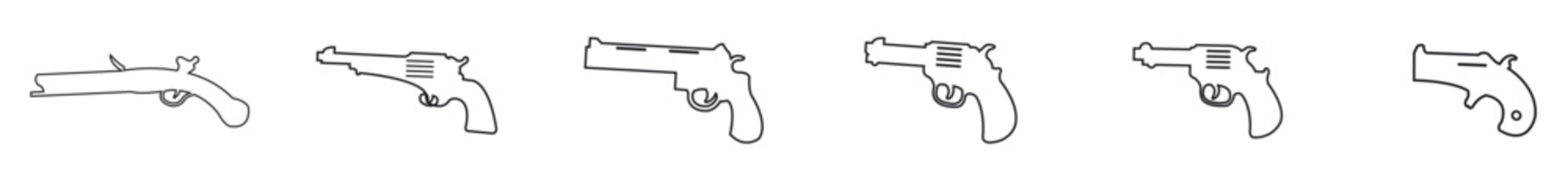 Outline Weapon Gun Icons Gun icons on transparent background. Gun icon set.
vector illustration