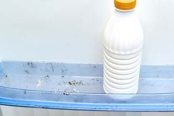 Blue gray mold in fridge,spoiled rotten poisonous bacteria food,violation of cooking technology,not properly stored,exceeded expiry date,health hazard.