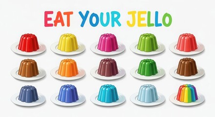 eat your jello: A multitude of colorful jellies on small plates, perfect for a party.