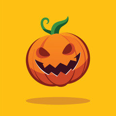 Spooky Halloween pumpkin jack-o'-lantern with a scary face, perfect for an autumn holiday celebration