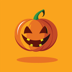 Spooky Halloween pumpkin jack-o'-lantern with a scary face, perfect for an autumn holiday celebration