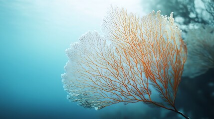 Abstract underwater coral shape formed by branching sea fan high resolution picture