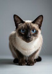 Stunning Siamese Cat Portrait with Captivating Blue Eyes