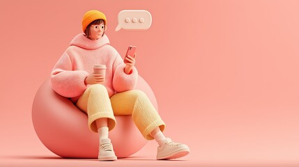 Minimalist 3D Floating People in Work and Productivity Situations, Pastel Colors, Clean Modern Background, Perfect for Stock and Digital Projects. creative stock, digital career, tech environment, off
