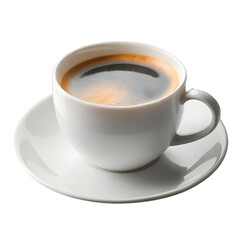 Obraz premium A cup of hot coffee with steam rising isolated on white background.PNG