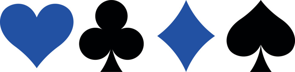 Obraz premium Playing Card Suit Symbols . Flat Club, Heart, Diamond, Spade Icons