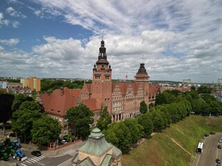 Szczecin - Polska - stolica Zachodniopomorskiego województwa ujęcia z drona