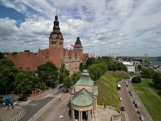 Szczecin - Polska - stolica Zachodniopomorskiego województwa ujęcia z drona