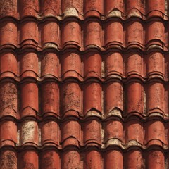 Classic terracotta barrel tile roof texture seamless