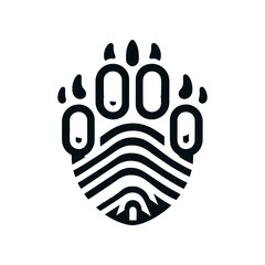 Stylized bear paw print design with intricate lines and curves, suitable for wildlife themes
