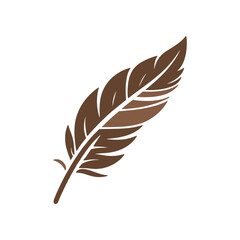 Obraz premium A detailed illustration of a brown feather, symbolizing nature and creativity, with a clean background