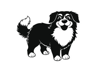 Fototapeta premium Bernese Mountain Dog dog silhouette vector illustration, pet clipart, black and white animal shape