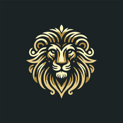 Obraz premium Ornate lion head illustration with intricate detailing on a dark background, symbolizing strength