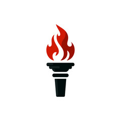 A stylized torch with flames, symbolizing inspiration and enlightenment, on a plain background