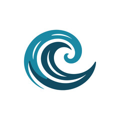 Abstract representation of a stylized ocean wave with dynamic curves and colors