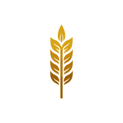 Elegant golden wheat stalk with a flame at the top, symbolizing growth and vitality