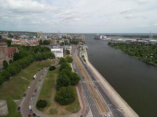 Szczecin - Polska - stolica Zachodniopomorskiego wojew&oacute;dztwa ujęcia z drona