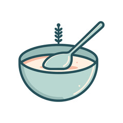 A serene bowl of soup with a spoon, set against a minimalistic background, evoking warmth