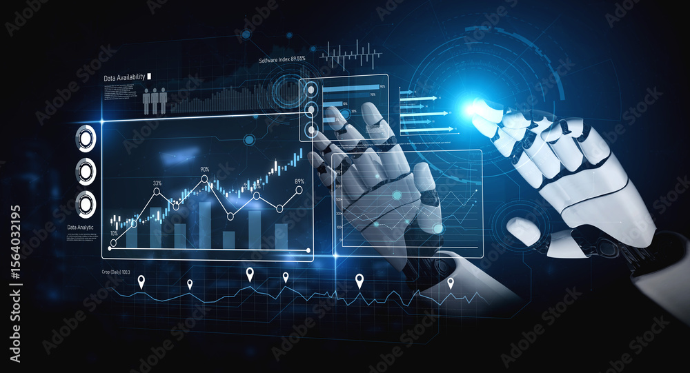 Poster ai-powered dashboard for data analytics, software performance tracking, data availability monitoring