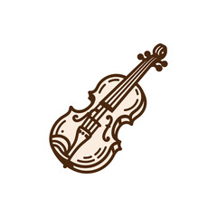 Obraz premium A beautifully illustrated violin resting on a plain background, showcasing its elegant design and craftsmanship