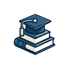 Obraz premium A stack of books topped with a graduation cap, symbolizing education and achievement