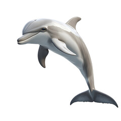 Obraz premium Realistic grey dolphin leaping gracefully isolated on transparent background