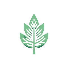 Stylized green leaf illustration symbolizing nature and sustainability with clean design