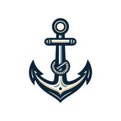A detailed illustration of a classic anchor design with a rope, symbolizing maritime themes