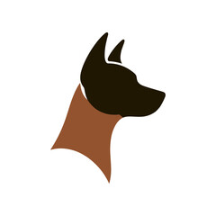 Profile silhouette of a dog showcasing its distinct features against a plain background