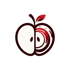 A stylized apple illustration showcasing a cross-section revealing intricate details inside