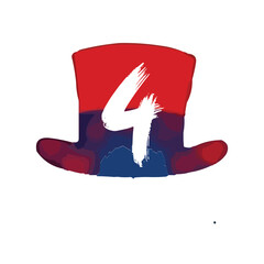 red blue usa hat splash watercolor