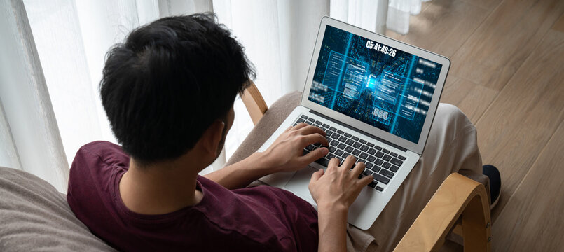 Software development or programming work with coding screen of various programming languages like HTML, , , and C brisk for new application development