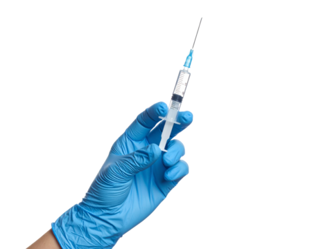 Hand Holding Syringe at an Angle, Ready for Injection, isolated on white background - Powered by Adobe