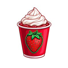 Strawberry Dessert in a Red Cup with Whipped Cream Topping