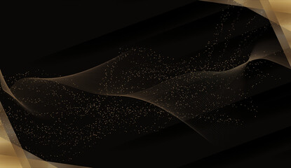 Luxury Black Banner with Gold Line Vector Template CMYK. Premium Black Banner Template for Branding Identity. Branding Design, Business, Frame, Greeting, Glittery