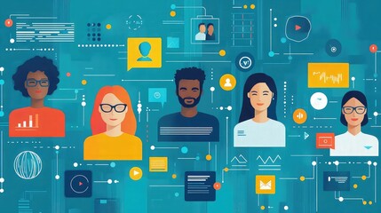 Social media demographics infographics illustrating age gender location device usage content preferences engagement rates platform comparison visualization charts