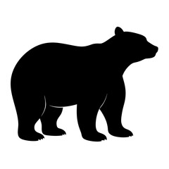 Black silhouette of a bear standing on a white background Vector illustration