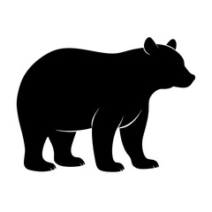 Black silhouette of a bear standing on a white background Vector illustration